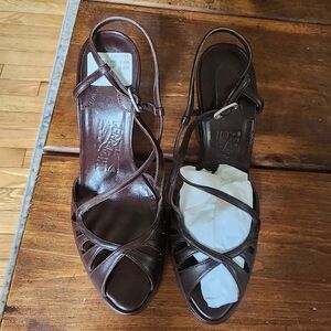 Salvatore Ferragamo Chocolate Brown Strappy Sandals